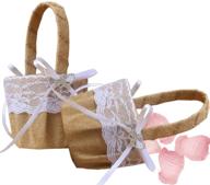 🌼 dzty burlap flower basket - vintage lace bow wedding ceremony accessory logo