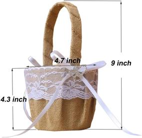 img 2 attached to 🌼 Dzty Burlap Flower Basket - Vintage Lace Bow Wedding Ceremony Accessory