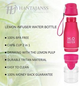 img 2 attached to 🍋 HANTAJANSS H2O Lemon Water Bottles: 20 oz Leak Proof Fruit Infuser Sport Bottle for Yoga, Pilates, Outdoor Activities, Cycling, and Traveling