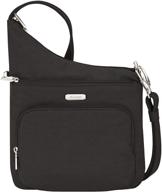 путешественные рюкзаки travelon 43487 500 черного цвета с перекрестным плечевым ремнем. логотип