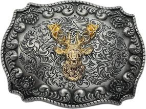 img 1 attached to Golden Wolf Howling Western Buckle Men's Accessories