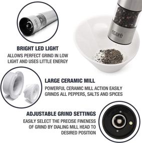 img 3 attached to 🔋 Eparé Electric Salt or Pepper Grinder - Reliable Battery Operated Ceramic Burr Peppermill Shaker with Automatic Stainless Steel Grinders and LED Light