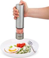 🔋 eparé electric salt or pepper grinder - reliable battery operated ceramic burr peppermill shaker with automatic stainless steel grinders and led light logo