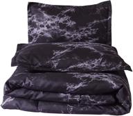 🛏️ ultra soft closure-printed marble comforter set: stylish bed-in-a-bag for queen size beds (black-marble) logo