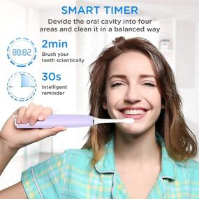 img 1 attached to 🦷 Rechargeable Sonic Electric Toothbrush with 5 Modes and 3 Intensity Levels for Adults and Kids - Waterproof, Fast USB Charging, Smart Timer, Travel Case Included (Purple)