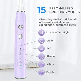 img 2 attached to 🦷 Rechargeable Sonic Electric Toothbrush with 5 Modes and 3 Intensity Levels for Adults and Kids - Waterproof, Fast USB Charging, Smart Timer, Travel Case Included (Purple)