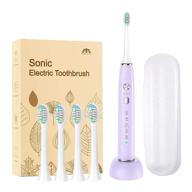 🦷 rechargeable sonic electric toothbrush with 5 modes and 3 intensity levels for adults and kids - waterproof, fast usb charging, smart timer, travel case included (purple) logo