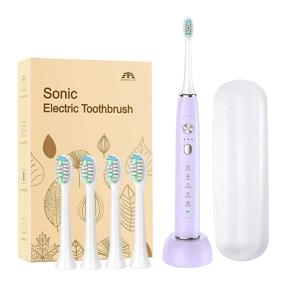 img 4 attached to 🦷 Rechargeable Sonic Electric Toothbrush with 5 Modes and 3 Intensity Levels for Adults and Kids - Waterproof, Fast USB Charging, Smart Timer, Travel Case Included (Purple)