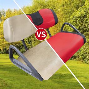 img 1 attached to 🏌️ Golf Cart Seat Cover Set: Warm and Breathable Bench Seat Covers for Club Car, EZGO, Yamaha (Red, Small)