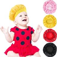 🎀 premium kids satin bonnet set for natural hair - 4-piece wide band night sleep hats for infants, toddlers, and children logo