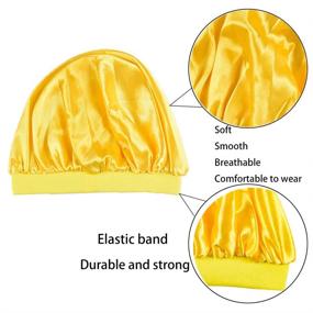 img 1 attached to 🎀 Premium Kids Satin Bonnet Set for Natural Hair - 4-Piece Wide Band Night Sleep Hats for Infants, Toddlers, and Children