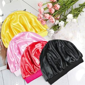 img 2 attached to 🎀 Premium Kids Satin Bonnet Set for Natural Hair - 4-Piece Wide Band Night Sleep Hats for Infants, Toddlers, and Children