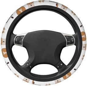 img 3 attached to Cute Dog Car Steering Wheel Cover For Women Men Automotive Accessory Universal Fit 15 Inch Anti-Slip Sweat Absorption