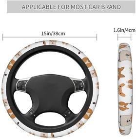 img 1 attached to Cute Dog Car Steering Wheel Cover For Women Men Automotive Accessory Universal Fit 15 Inch Anti-Slip Sweat Absorption