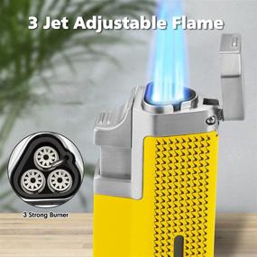 img 2 attached to 🔥 PILOTDIARY Mini Triple Nozzle Butane Torch Candle Lighter with Window and Windproof Design - Refillable, Ideal Birthday Gift for Men (Butane Gas Not Included), Yellow