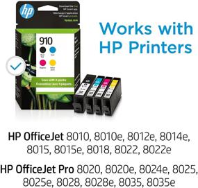 img 3 attached to 🖨️ HP 910 Original Black, Cyan, Magenta, Yellow Ink Cartridges (4-pack) - Compatible with HP OfficeJet 8010, 8020 Series, HP OfficeJet Pro 8020, 8030 Series - Instant Ink-Ready - 3YQ26AN