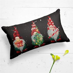 img 1 attached to AVOIN Christmas Buffalo Plaid Polka Dot Gnomes Throw Pillow Cover, 12 x 20 Inch Winter Holiday Cushion Case for Sofa Couch, Tree Cane Candy Decoration