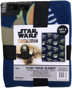 img 3 attached to 🪐 Disney Star Wars Mandalorian Baby Yoda Plush Travel Throw Blanket - Blue 40x50 inch