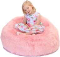 🐻 fluffy stuffs super soft furry stuffed animal storage bean bag chair cover: premium plush fur, canvas handle, machine washable – declutter & delight your kid's bedroom! logo