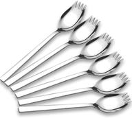 🍽️ durable 6-pack 18/10 stainless steel sporks for everyday use - camping hiking heavy duty flatware set (m) - 7.6-inch logo