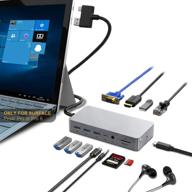💻 surface pro docking station with gigabit ethernet, 4k hdmi & vga, usb hub, and sd & tf card slot - compatible with surface pro 4/5/6 logo