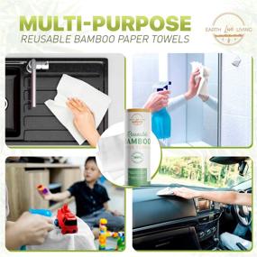 img 3 attached to 🌱 Bamboo Reusable Paper Towels: Heavy Duty, Hand and Machine Washable, 100% Biodegradable, Eco-Friendly | Replaces 6 Months of Regular Towels!