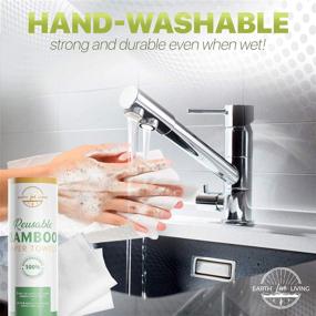 img 1 attached to 🌱 Bamboo Reusable Paper Towels: Heavy Duty, Hand and Machine Washable, 100% Biodegradable, Eco-Friendly | Replaces 6 Months of Regular Towels!