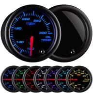 🌡️ glowshift tinted 7 color 300 f oil temperature gauge kit with electronic sensor - black dial, smoked lens - ideal for car & truck - 2-1/16" 52mm logo