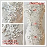 🌸 hand beaded flower sequence 3d lace applique motif – diy craft sewing costume evening bridal top a6 (champagne) – 3 pairs logo