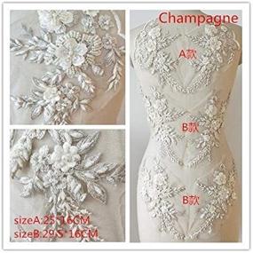 img 2 attached to 🌸 Hand Beaded Flower Sequence 3D Lace Applique Motif – DIY Craft Sewing Costume Evening Bridal Top A6 (Champagne) – 3 Pairs