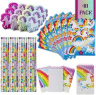 favinor™ unicorn party souvenirs: 48 gift pack – erasers, booklets, pencils, stickers - bulk set of kids birthday party supplies and reward prizes логотип