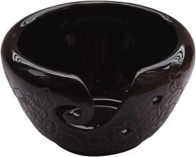 img 1 attached to 🧶 Ceramic Black Yarn Bowl for Knitting and Crochet - Perfect Gift for Moms and Grandmothers by ABHANDICRAFTS
