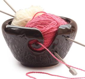 img 4 attached to 🧶 Ceramic Black Yarn Bowl for Knitting and Crochet - Perfect Gift for Moms and Grandmothers by ABHANDICRAFTS