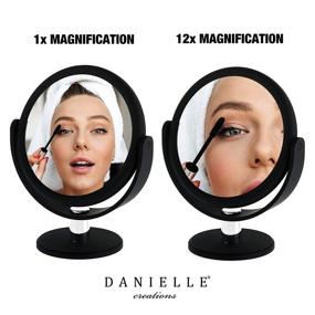 img 1 attached to 💄 Danielle 12X Magnification Two-Sided Makeup Mirror, Soft Touch - Midnight Matte