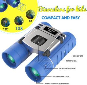 img 1 attached to 🔍 Compact Kids Binoculars 10x22 - HD Waterproof Binoculars for Children with Anti-Shake, Compass, and Magnifying Glass - Ideal for Bird Watching, Hunting, Outdoor Sports, Concerts