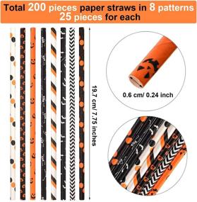 img 3 attached to 🎃 200 Halloween Paper Straws - Pumpkin, Bat, Spider Web, Skeleton Patterns - Black & Orange - Paper Drinking Straws for Halloween Party Supplies (Color Set 1)