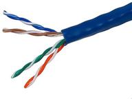 🔵 monoprice cat5e ethernet bulk cable - network internet cord - 350mhz, solid, utp, cmr, riser rated, pure bare copper wire, 24awg, 250ft, blue logo