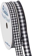 ribbli 2 rolls of black and white gingham ribbon - 20 yards total, 3/8 inch x 10 yard each roll, polyester woven edge: 2 styles buffalo checked ribbon logo