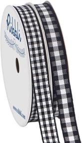 img 4 attached to Ribbli 2 Rolls of Black and White Gingham Ribbon - 20 Yards Total, 3/8 Inch x 10 Yard Each Roll, Polyester Woven Edge: 2 Styles Buffalo Checked Ribbon