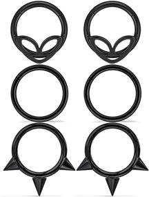 img 4 attached to Septum Rings & Jewelry Set by Kadogohno - 16g Septum Piercing, Daith Ring & Earrings, Clicker & More