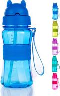 🐱 blue kids water bottle with straw - 12oz, bpa free, leak proof - ideal for boys, girls, and students for sports, school, outdoor & indoor activities - cute cat face shape lid and anti-skid design logo