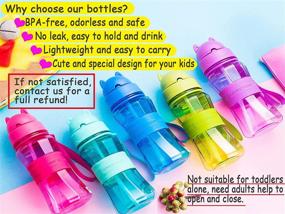 img 1 attached to 🐱 Blue Kids Water Bottle with Straw - 12oz, BPA Free, Leak Proof - Ideal for Boys, Girls, and Students for Sports, School, Outdoor & Indoor Activities - Cute Cat Face Shape Lid and Anti-Skid Design