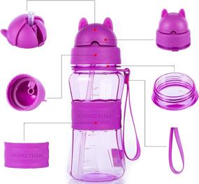 img 3 attached to 🐱 Blue Kids Water Bottle with Straw - 12oz, BPA Free, Leak Proof - Ideal for Boys, Girls, and Students for Sports, School, Outdoor & Indoor Activities - Cute Cat Face Shape Lid and Anti-Skid Design