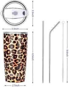 img 3 attached to 🐆 D·S 20oz Leopard Tumbler - Stainless Steel Vacuum Insulated Animal Print Cup with Straw, Lid, and Cleaning Brush for Hot & Cold Beverages