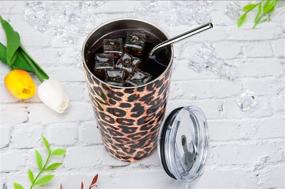 img 1 attached to 🐆 D·S 20oz Leopard Tumbler - Stainless Steel Vacuum Insulated Animal Print Cup with Straw, Lid, and Cleaning Brush for Hot & Cold Beverages