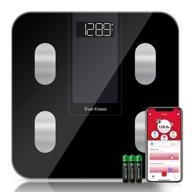📊 true know body fat scale - smart bmi scale with bluetooth, backlit led display, and 14 body data scales for body weight analysis (black) logo