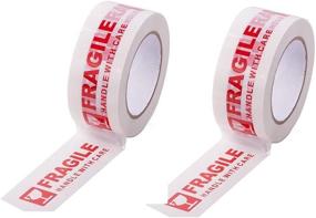 img 1 attached to Fragile Handle Packing Tape: Durable Packaging & Shipping Supplies with Warning Printing