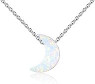 🌙 stunning kaletine white synthetic opal crescent moon pendant necklace - sterling silver cable chain - 3 adjustable lengths (16-17-18 inch) logo