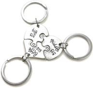 🧩 charm.l grace heart puzzle big sis middle sis lil sister necklace keychain set - a perfect bonding accessory trio logo