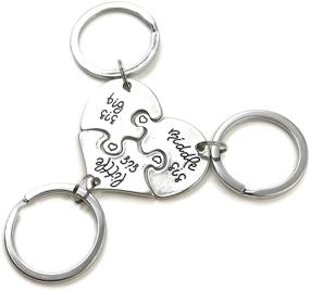 img 3 attached to 🧩 Charm.L Grace Heart Puzzle Big Sis Middle Sis Lil Sister Necklace Keychain Set - A Perfect Bonding Accessory Trio